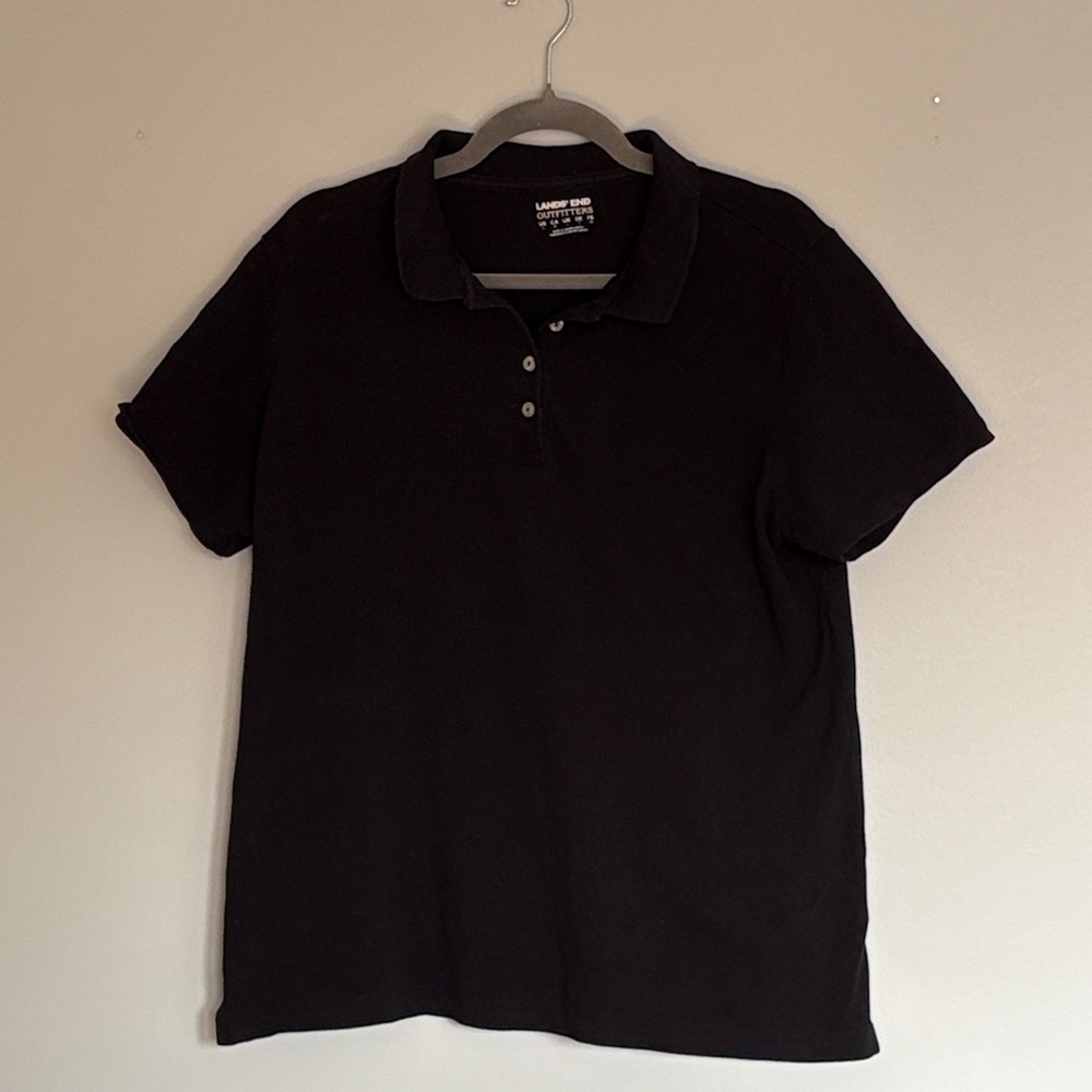 Lands' End Women's Black Short Sleeve Polo